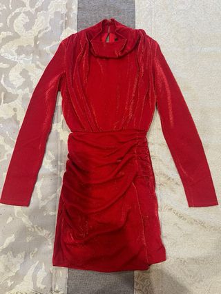 Vestido Bershka Rojo Fiesta Talla XS