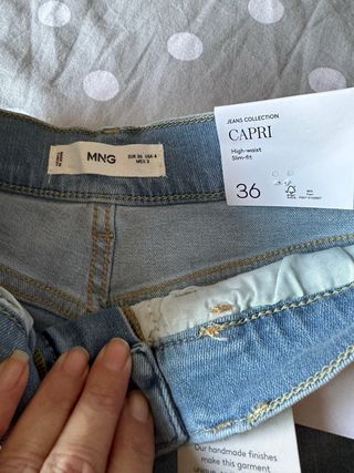 Pantalón pirata Mango azul