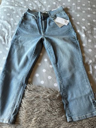 Pantalón pirata Mango azul