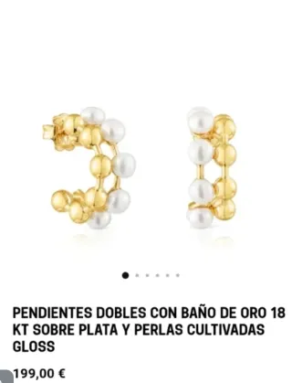 Pendientes Tous Oro 18K Perlas Dobles Gloss NUEVOS