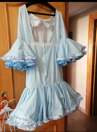 Vestido Flamenca Azul con Volantes