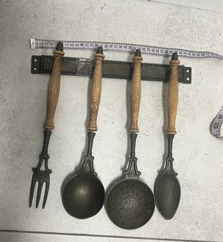 Juego 4 Utensilios Cocina Madera y Metal