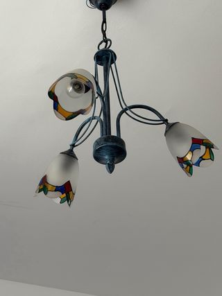 Lámpara colgante cristal azul marino y colores