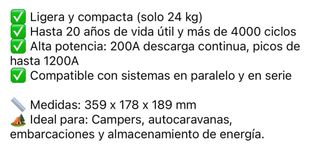 Batería BLUGY 270Ah Litio Compacta