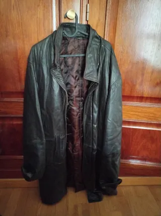 Abrigo de cuero marrón hombre XL