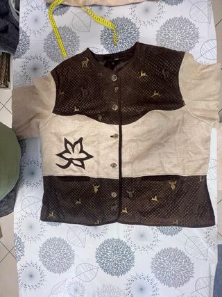 Giacca tirolese vintage beige e marrone