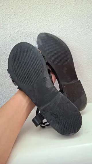 Sandali donna n.37 nero e argento