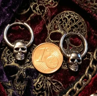 Pendientes unisex Acero Aro Calavera