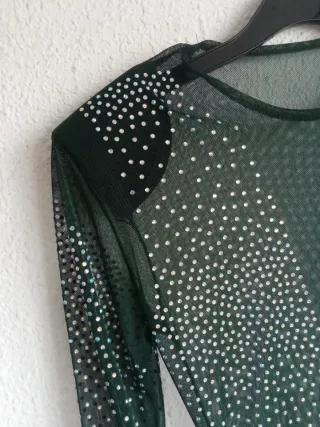 Body de pedrería verde y plateado