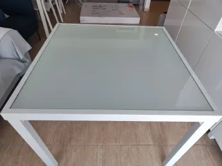 Mesa Terraza Cuadrada 95x95 Cristal y Metal