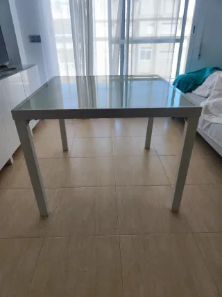 Mesa Terraza Cuadrada 95x95 Cristal y Metal