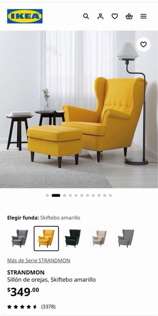 Butaca amarilla con reposapiés IKEA