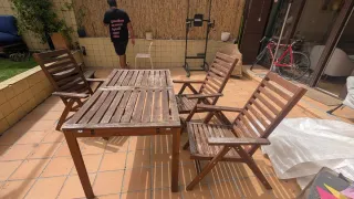 Mesa extensible de madera para jardin