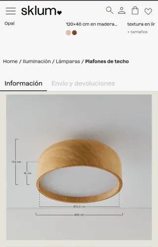 Plafón sklum madera natural, perfecto estado