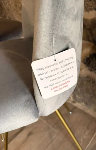 4 Sillas Taburetes Altos Gris con Patas Doradas