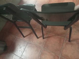 2 Sillas de hierro verde de cocina