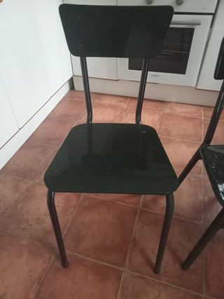 2 Sillas de hierro verde de cocina