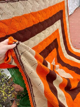 Colcha grande ganchillo patchwork hecha a mano