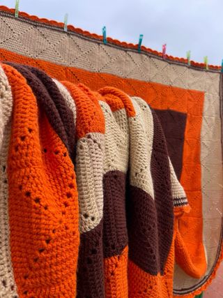 Colcha grande ganchillo patchwork hecha a mano