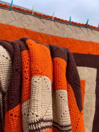 Colcha grande ganchillo patchwork hecha a mano