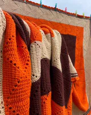 Colcha grande ganchillo patchwork hecha a mano