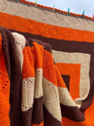 Colcha grande ganchillo patchwork hecha a mano