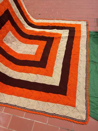 Colcha grande ganchillo patchwork hecha a mano