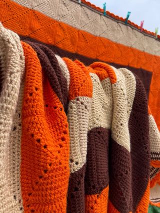 Colcha grande ganchillo patchwork hecha a mano