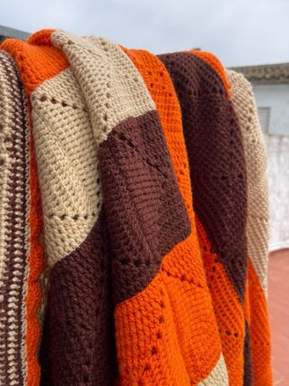Colcha grande ganchillo patchwork hecha a mano