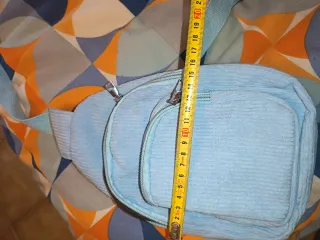 Mochila pequeña azul pana