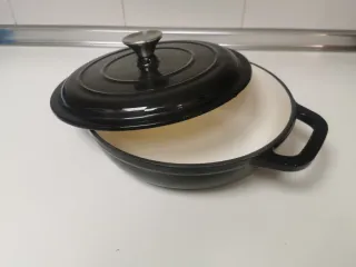 Cazuela Hierro Esmaltada Negra y Blanca