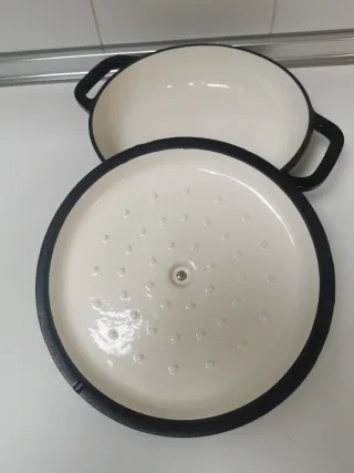 Cazuela Hierro Esmaltada Negra y Blanca