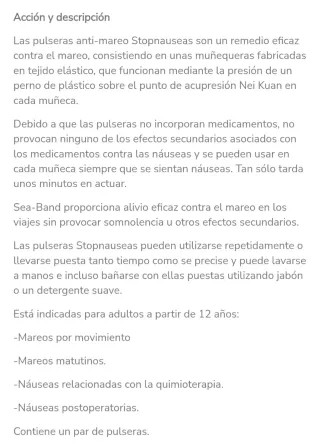 Pulseras anti mareo niños