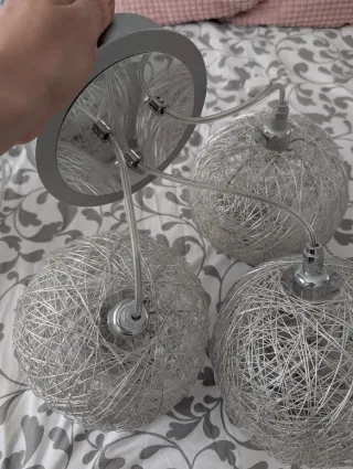 Lámparas Decorativas Bolas Hilo Plata
