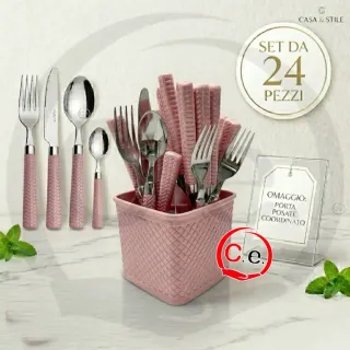 Set Posate 24 Pezzi Verde/Argento