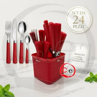Set Posate 24 Pezzi Verde/Argento