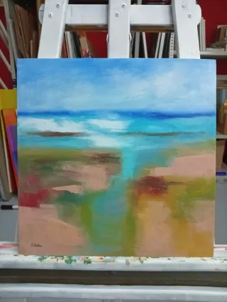 Pintura abstracta marina oleo