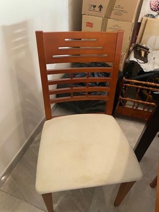 Pack 4 Sillas Tapizadas Madera Beige/Marrón