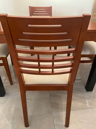 Pack 4 Sillas Tapizadas Madera Beige/Marrón