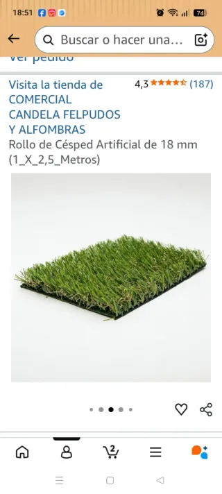 Rollo Césped Artificial 18mm 1x1,5