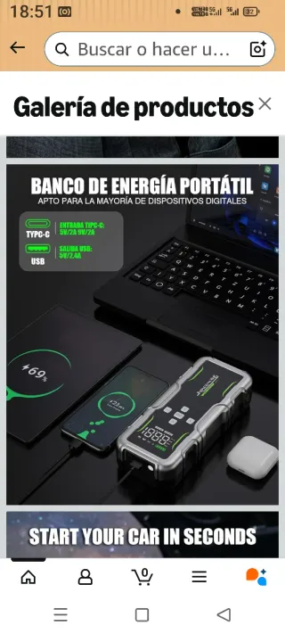 Arrancador Batería 12V 7000A + Compresor