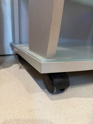 Mesa mueble TV cristal con ruedas