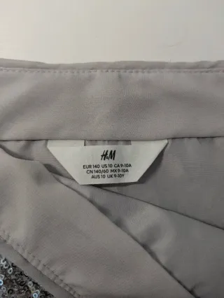 Falda H&M Lentejuelas Plata talla 10 años / 140 cm