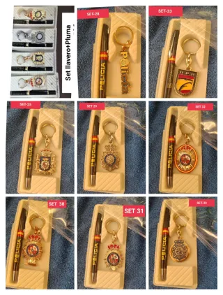 Set Policía Nac.: Llavero, Bolí, Pin Pulsera Polié