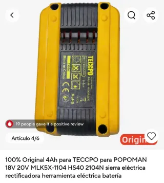 Batería 4Ah TECCPO POPOMAN 18V 20V