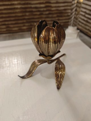 CENICERO VINTAGE EN FORMA DE FLOR DE LOTO DE BRONC