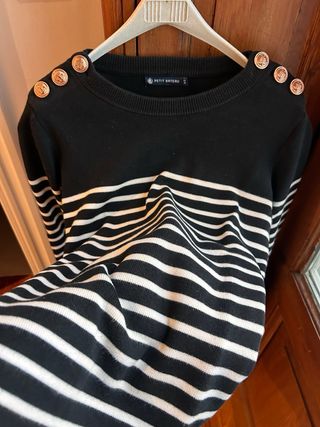 Jersey Petit Bateau rayas botones dorados rosas