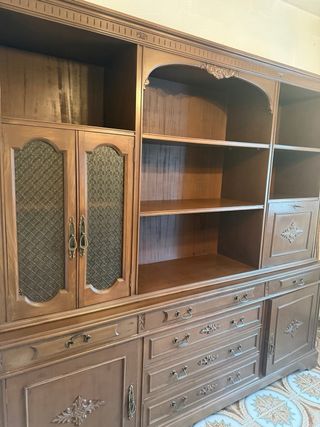 Mueble vintage madera y cristal