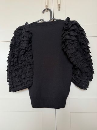 Jersey Zara mangas afaroladas encaje Talla S