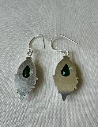 Pendientes Plata Onix Verde Lágrima